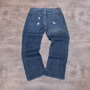 7 Of Man Kind Relax Fit Baggy Boot Cut Flair Midwash Denim Jean's